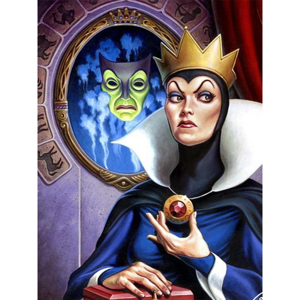 

Disney Diamond Painting Classic Illustration of The Evil Queen From Snow White 5D Diamond Painting Art Embroidery Cross Stitch Room Decoration Round 20x30cm