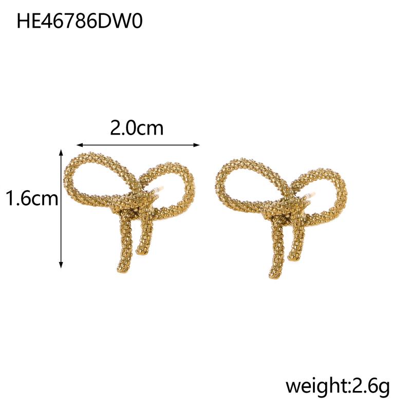 CARLIDANA Fashion Waterproof Stainless Steel Earring Trendy Bow Earrings Gold Plated Butterfly Bow Knot Stud Earrings for Women