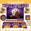 Halloween Party Supplies Set With Cute Tableware Plates Cups Napkins And Tablecloth