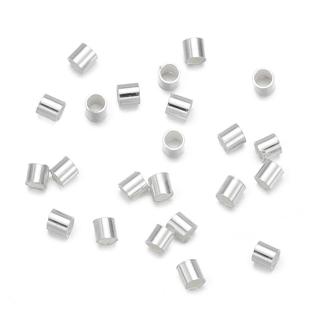 

1g/pack 925 Sterling Silver 1.5/2mm Silver Color Round Tube Beads For DIY Jewelry Necklace Bracelets Making Accessories 2mm серебряный