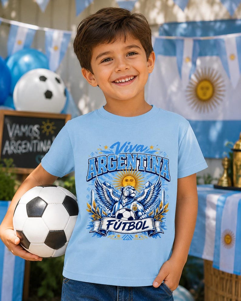 Argentina Kids Soccer Shirt, Viva Argentina Futbol T-Shirt, Argentina Football Fan Tee, World Cup Kids Shirt, Boys Girls Game Day Outfit 110