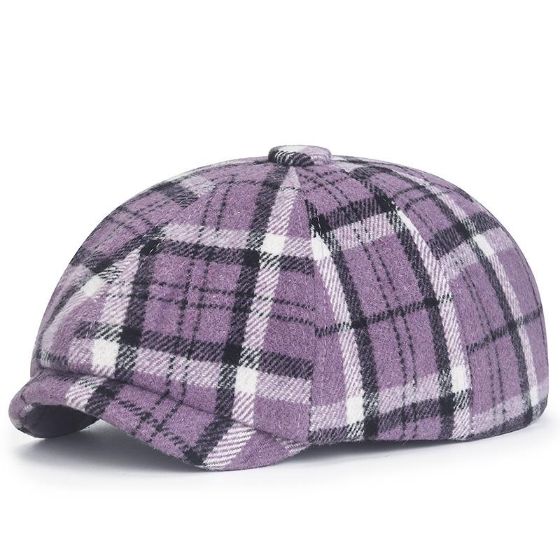 Men Women Berets New Autumn Winter Hat Retro Octagonal Flat Cap Artist Painter Beret Hat Male Female Plaid Ivy Beret Cap