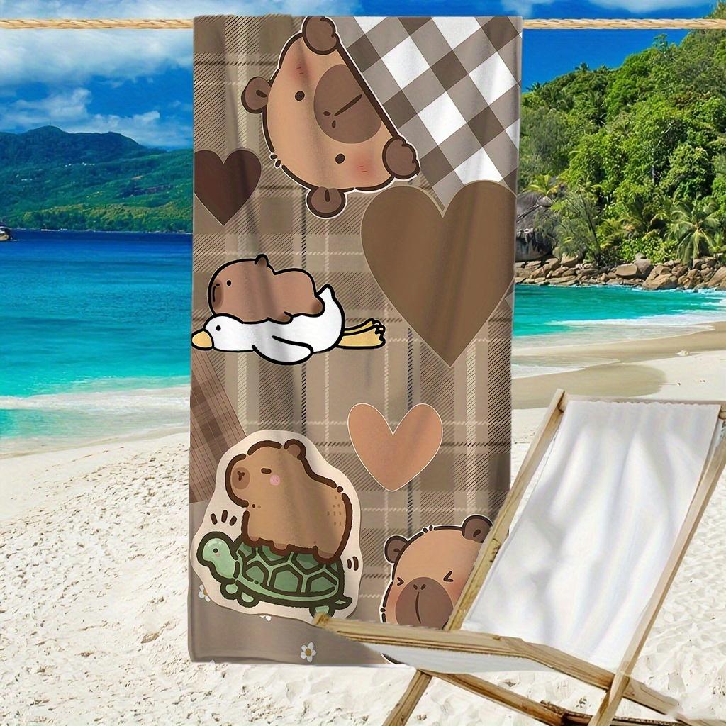 One Capybara Beach Towel Designed for Enjoyment, Perfect for Beach Outings, Swimming Pools, Yoga Sessions, And Travel. These