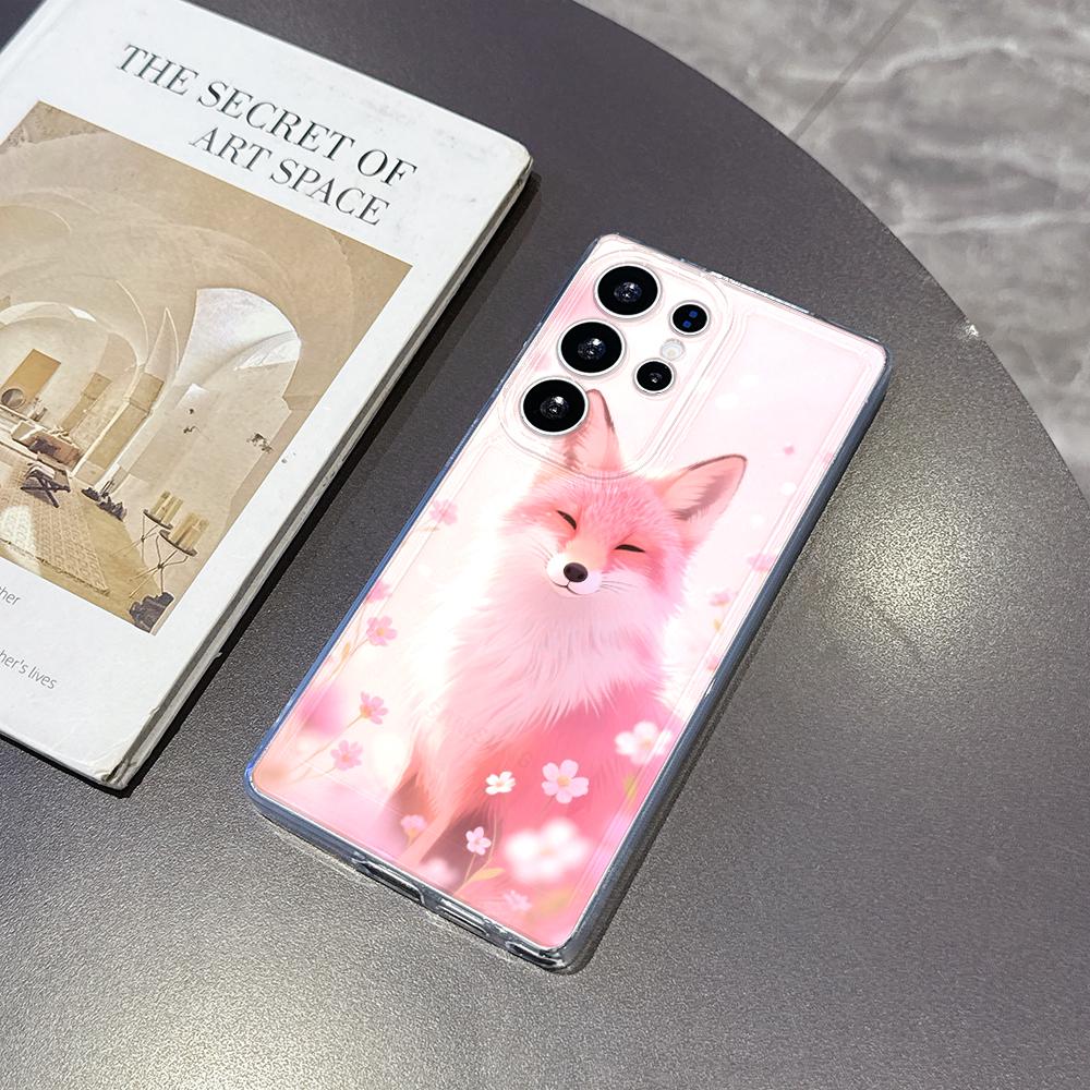 Smiling Pink Fox In Flowers Case for Samsung Galaxy S26 S25 S24 S23 S22 S21 S20 FE Plus Soft TPU Slim Fit Shockproof Cover