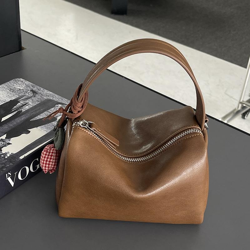 Large-capacity Genuine Leather Pillow Bag, Single-shoulder Crossbody Small Square Bag, Hand-held Lunch Box Bag