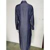 Women's Denim Maxi Dress Tencel Linen Cotton Blend Polo Collar Button Down Long Sleeve Casual Dress With Pockets