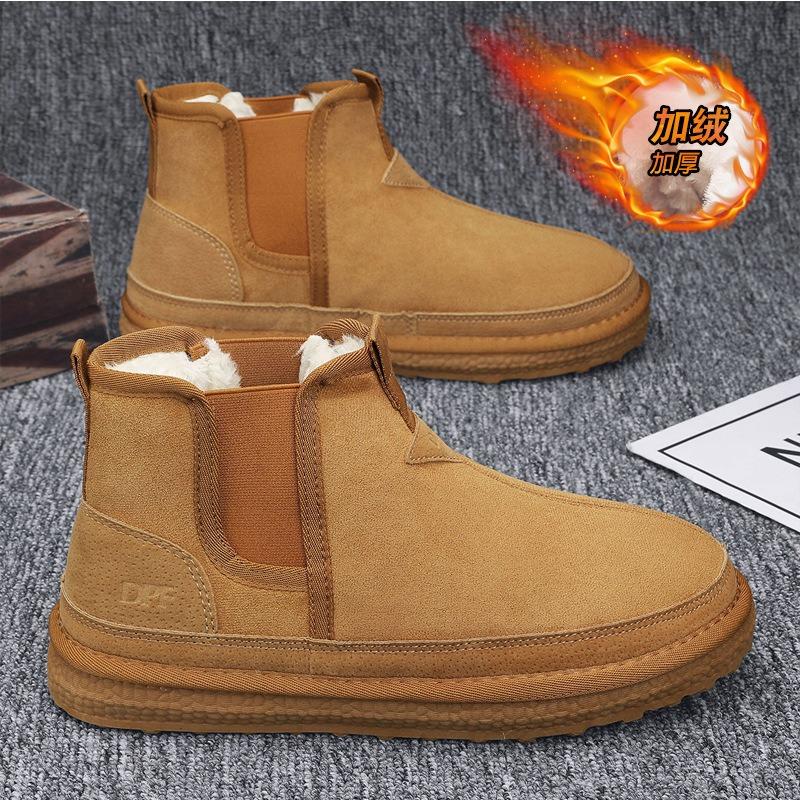 

Зимние мужские повседневные зимние ботинки покрывают ноги новой бархатной теплой хлопковой обувью средней высоты модные спортивные ботинки из ревеня 44 хаки