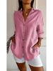 Women's Hot Seller European Lapel Pleated Shirt with Roll-Up Sleeves