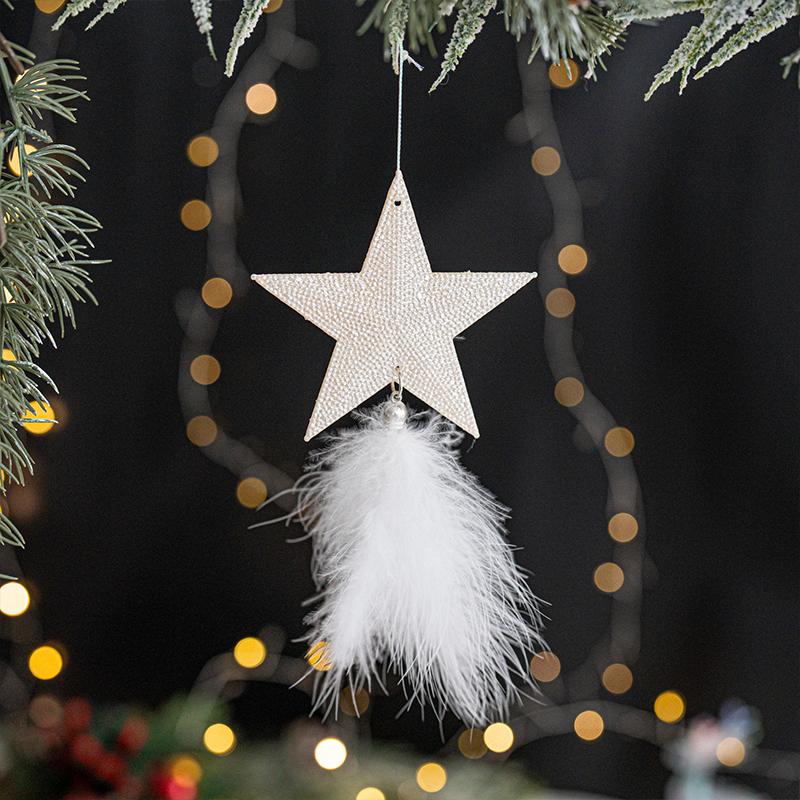 1PC Acrylic Christmas Christmas Elements Christmas Tree Pendant Decoration Atmosphere Gift Feather Decoration Holiday