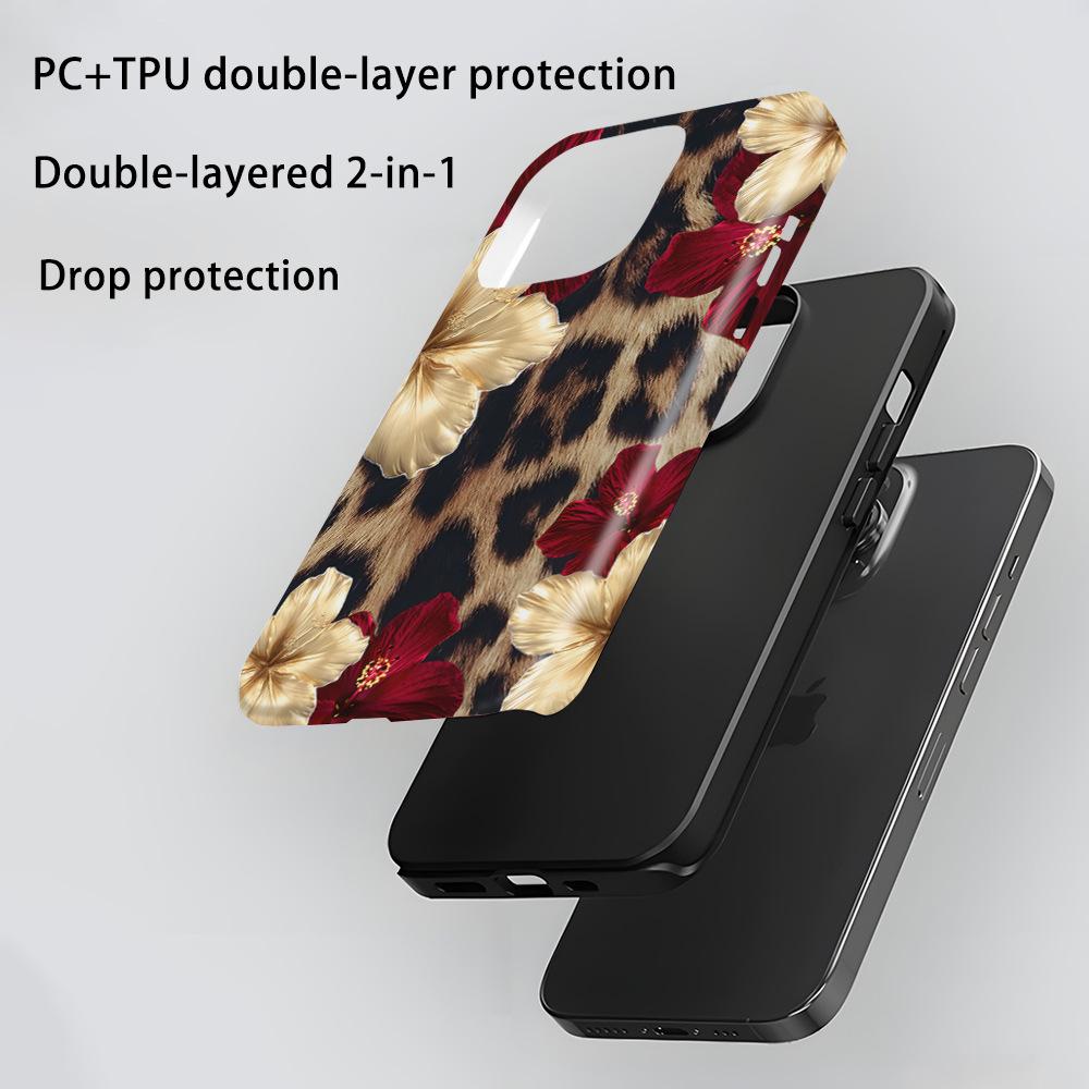 Europe and the United States hot-selling wild wind leopard print Fuso flower mobile phone case Apple 16promax smooth surface magnetic film shell iP17