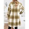 Ladies Casual Loose Long Sleeve Loose Single-breasted Button Plaid Long Coat