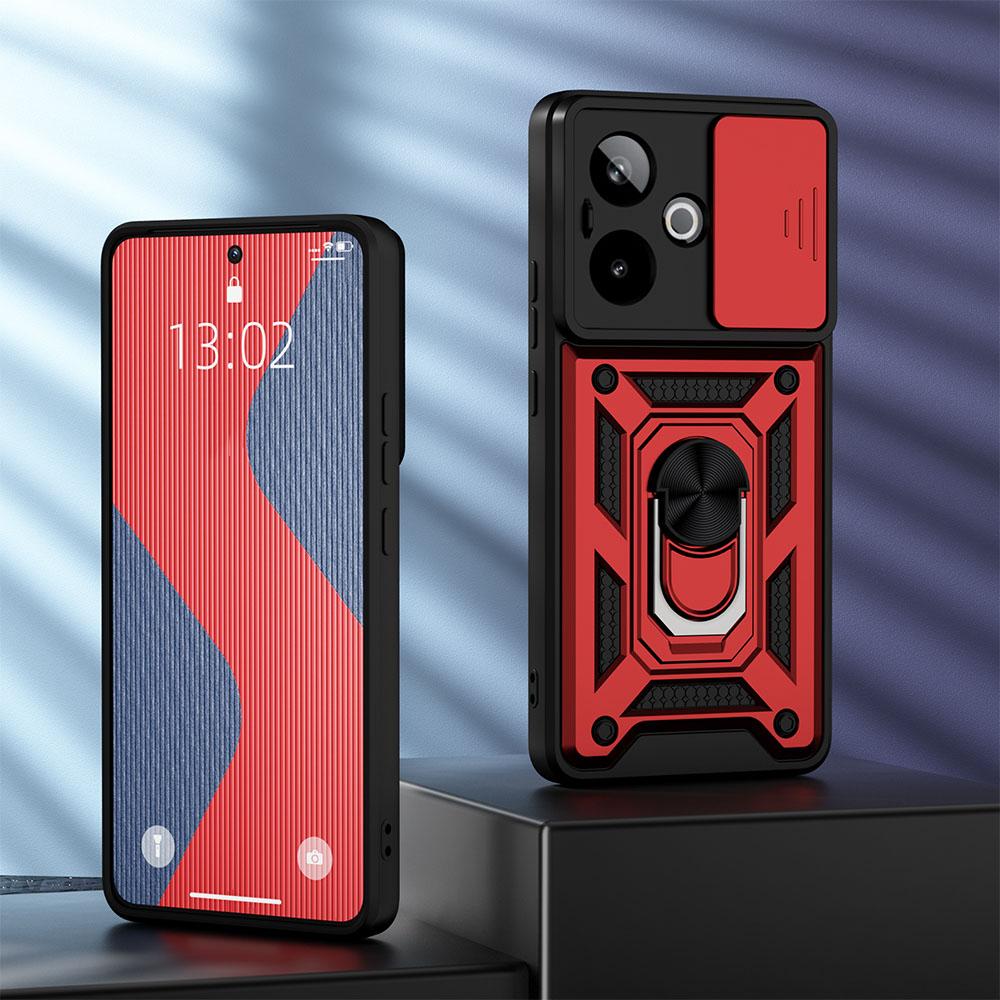 KEYSION Shockproof Armor Case for Realme GT 7 Pro Slide Camera Lens Protection Ring Stand Phone Cover for OPPO Realme GT 7 7T 5G