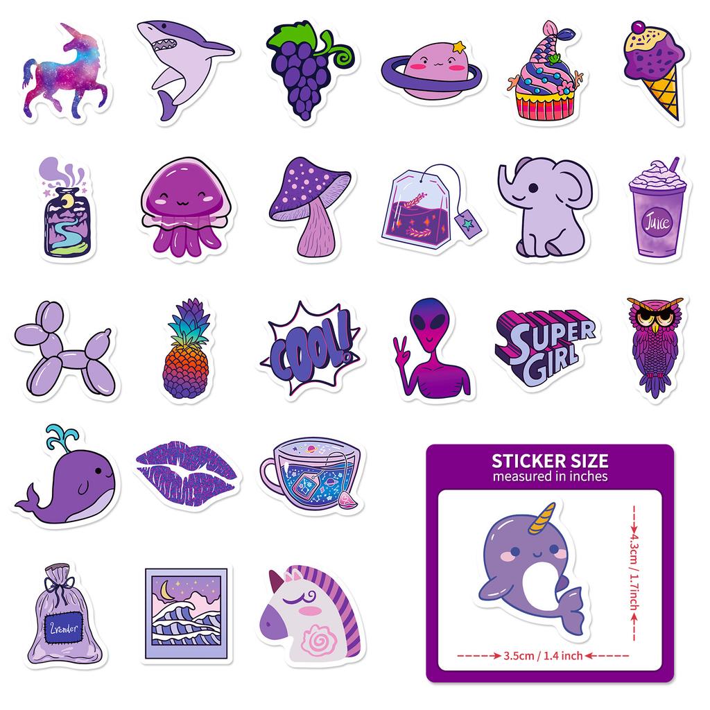 100 Small Size 4cm Purple Stickers Small Fresh Girl Purple Ins Wind Dopamine Hand Account DIY Stickers
