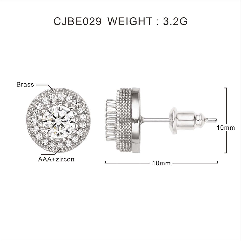 

Luxury Creative Geometry Round Shining Brightly Full of Zircon Stainless Steel Stud Earrings for Women Men Hip-hop Trend Jewelry