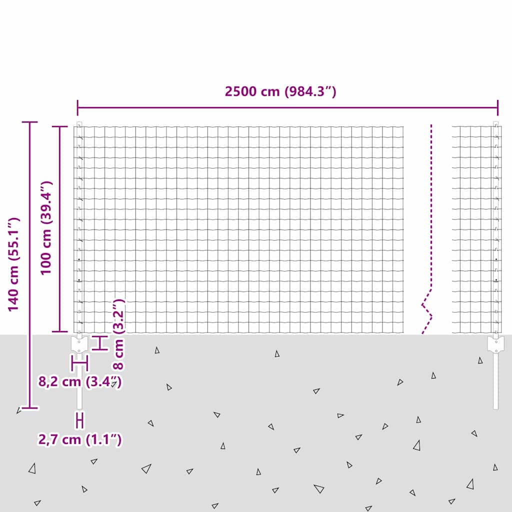 Welded Wire Fence 25 x 1 m (W x H) PVC Coated Steel