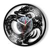 Drachen-inspiriert Retro Schallplatten-Wanduhr Fantasy Heimdekoration Mythisches Wesen Handwerkskunst Kunst Geschnitzt Musikalbum Wanduhr