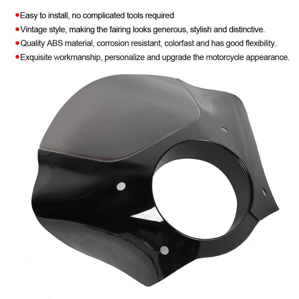 6in Vintage Motorcycle Headlight Fairing Smoky Windshield Universal Modified Part