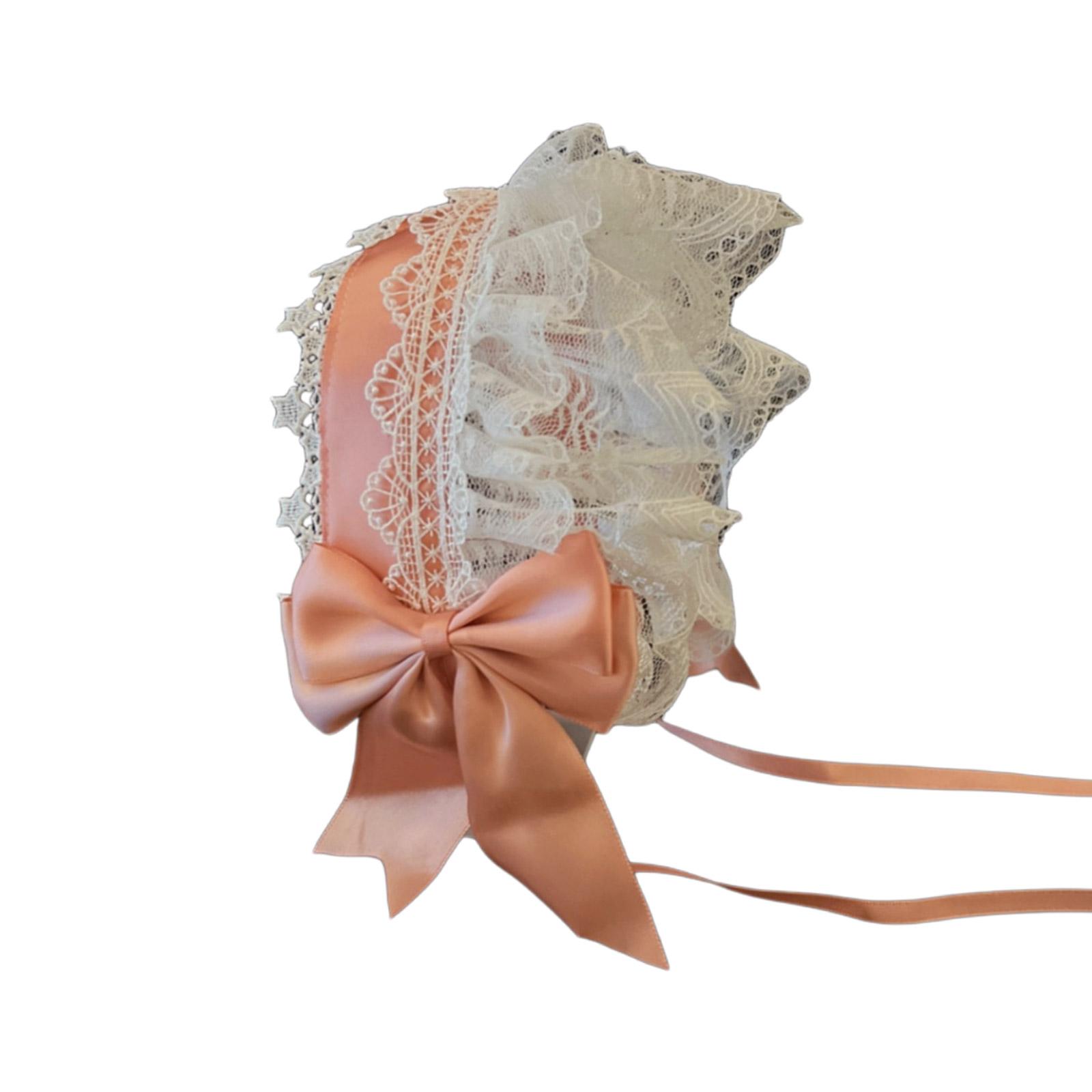 

Лента на голову Лолита Регулируемая повязка для волос Кружевное украшение с оборками и бантом Ювелирное украшение для косплея и для любителей панк-стиля 4