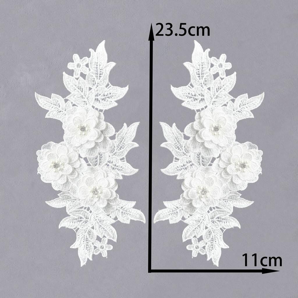 Classical Three-Dimensional Beads, Drills, Solid Color Pair Of Flowers, Embroidery Lace Fabric, Performance Clothes, Dresses, Decorative Accessories
