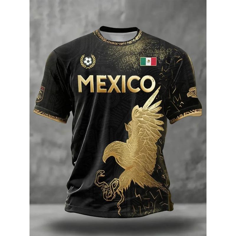 2026 Neues Mexikanisches Nationalmannschaft Fußball T-Shirt Vollflächiger Druck Kurzarm Mexiko Flagge Training Sportbekleidung für den Sommer