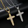 Simple Style Rhinestone Christian Cross Rhinestone Pendant Necklace Personality Fashion Street Domineering Chain Jewelry