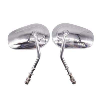 SZYUMO 8mm Chrome Rear Mirror Oval Mirror for Sportster Oval Aluminum Left and Right Set (Silver)