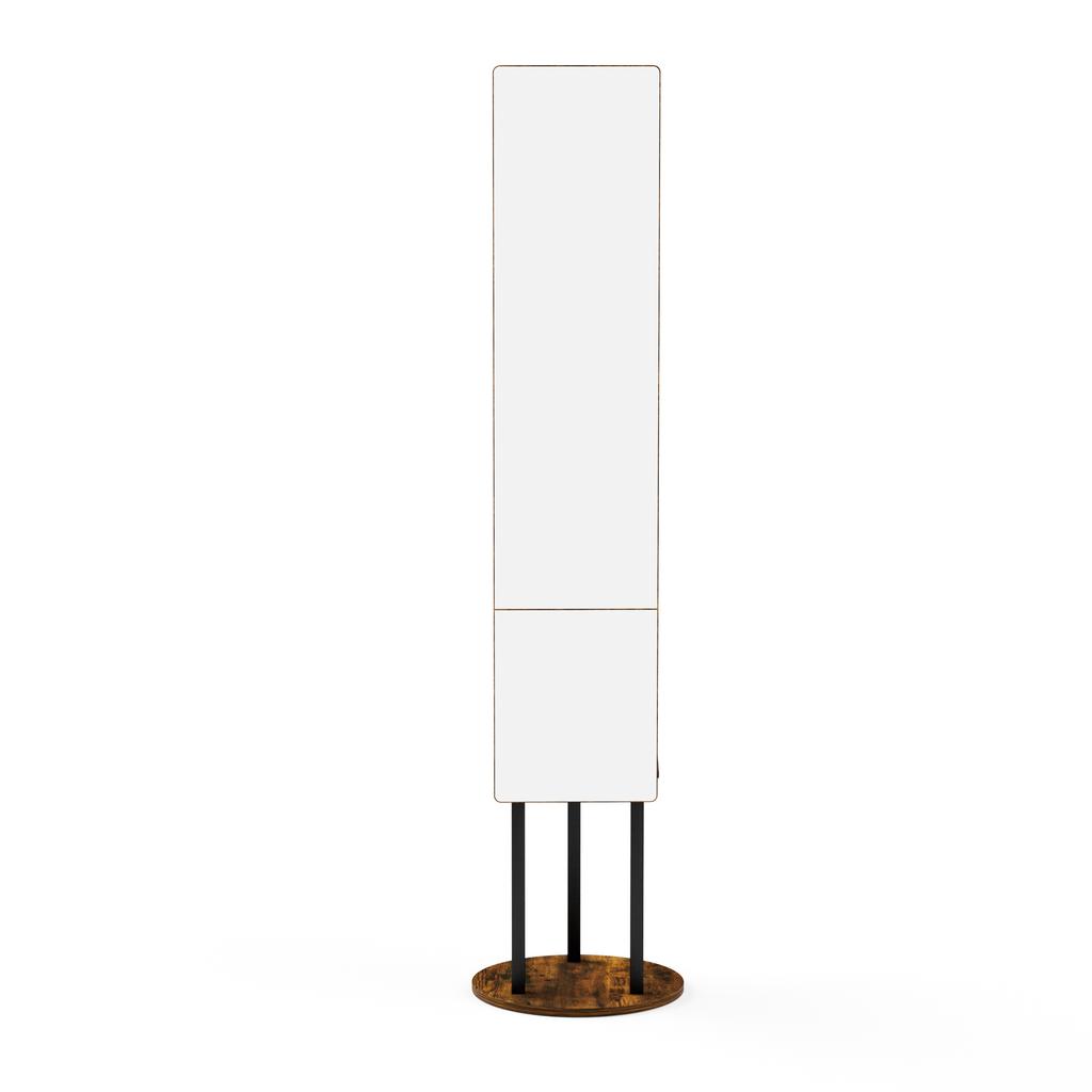 Full-Length Mirror Coat Rack with Storage, 360 Degree Rotatable Clothes Rack, Coat Rack with Hooks, 174*40 cm (Vintage Brown)