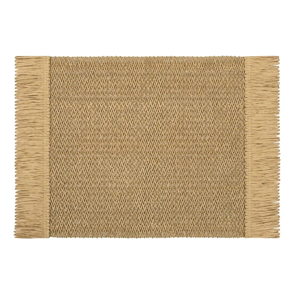 4 PCS Boho Tassel Paper Woven Braided Placemats 12x18inch Aesthetic Natural Rustic Place Mats for Dinner Party Beach Table Decor