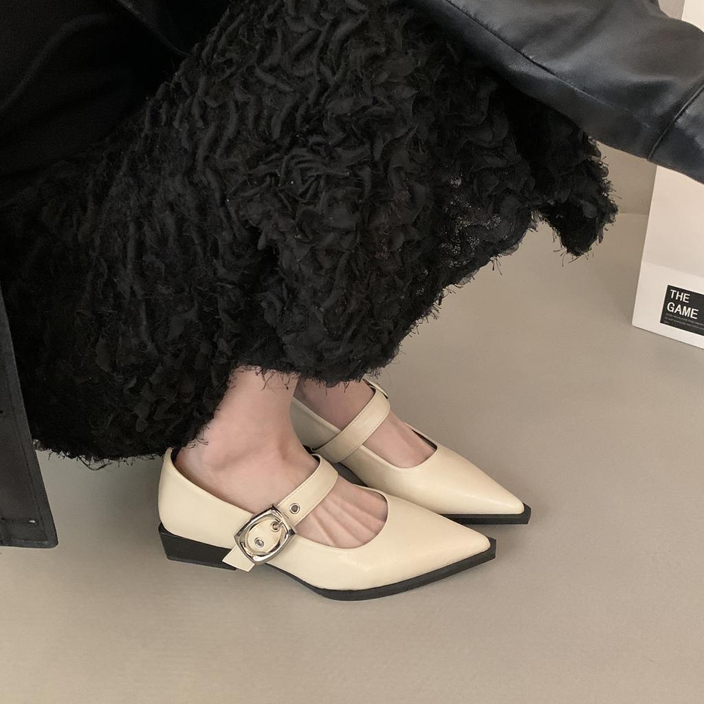 French Niche Black Pointed Single-shoe Women's Shoes New Spring Temperament Late Late Shoes Mary Jane Small Leather Shoes