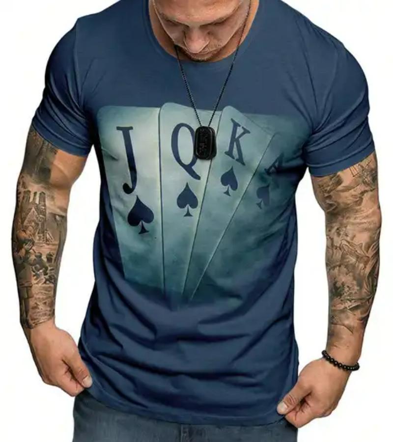 

Модна чоловіча футболка Poker JQK 3d Футболка Oversize Футболка Вуличний одяг Повсякденна футболка з коротким рукавом Літній чоловічий одяг Топи XXL