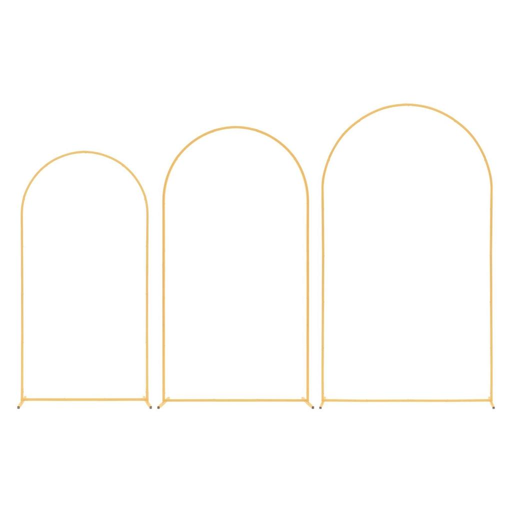Arch Backdrop Stand, Set of 3, 2.4/2.2/2 m, Stable Structure, Easy Assembly, Gold Metal Arch Backdrop Stand for Wedding, Birthday Party, Graduation,