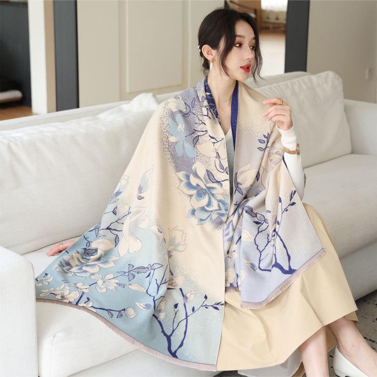Yiwang Jiangnan Imitation Cashmere Jacquard Scarf - High-End Retro Shawl for Autumn/Winter