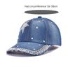 Fashion Shiny Denim Baseball Cap Y2K Adjustable Hip Hop Snapback Rhinestone Star Peaked Hat Women