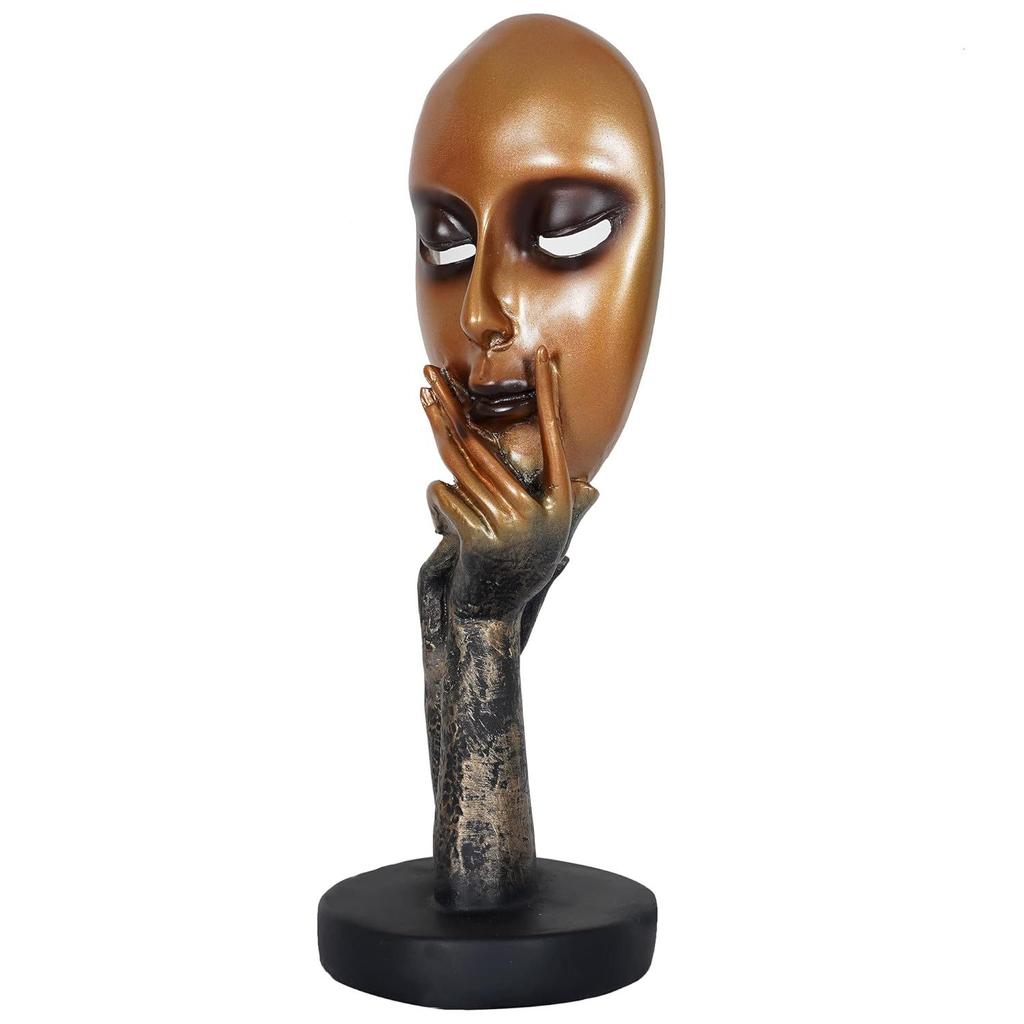 Resin Human Lady Face Showpiece, Medium, 1 Piece, Golden