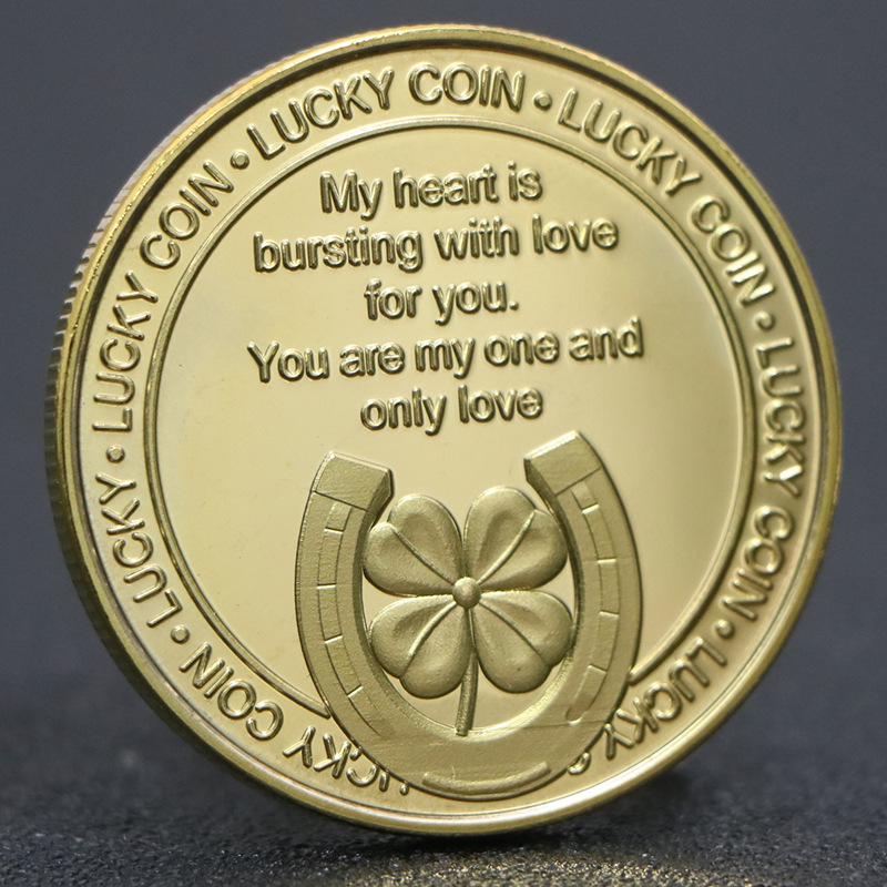 Moneta della Confessione in Oro Quadrifoglio - Gettoncino Dorato Portafortuna Regalo