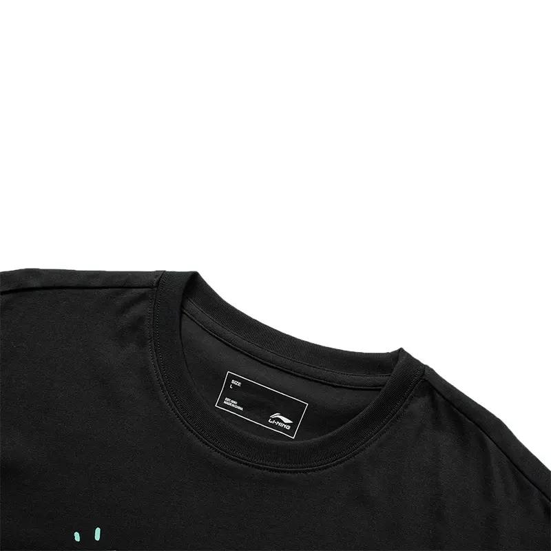 Li-Ning Graffiti Logo Printed Round Neck Short Sleeve Casual Sports Suit Unisex suit Black AHSUB03-1+YAPV001-1