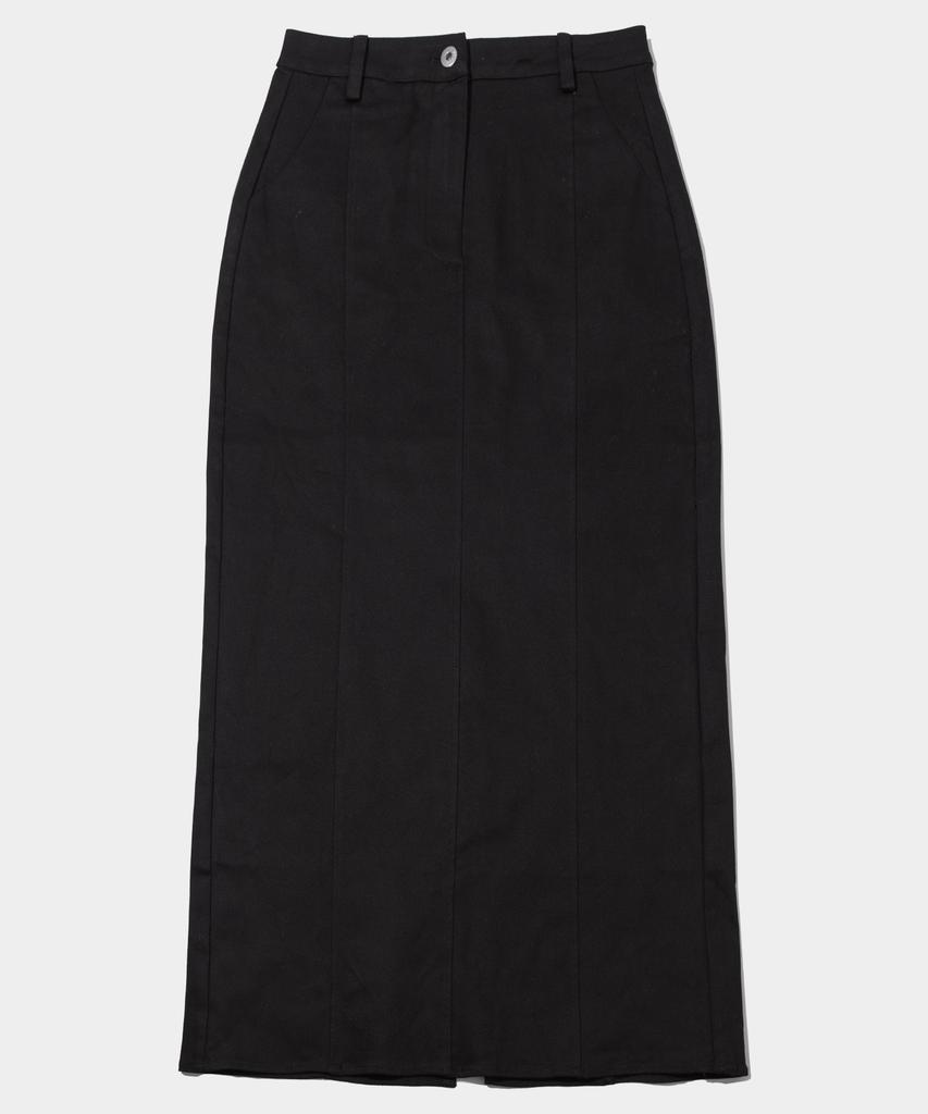 Place Studio Classic Back Slit Stretch H-Line Low-Rise Cotton Long Skirt_2 Colors