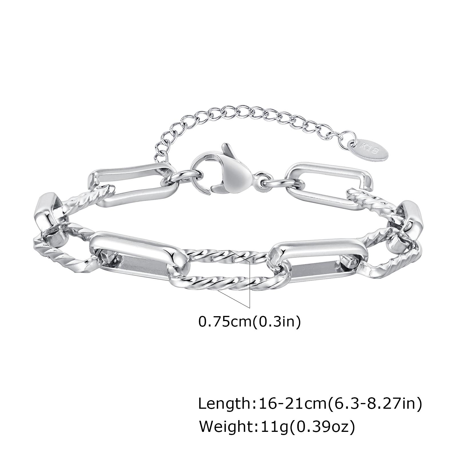 

Vnox Classic Bracelets For Women Girls Gold Silver Color Paperclip Chain Stainless Steel Rectangle Bracelet Charm Jewelry Party