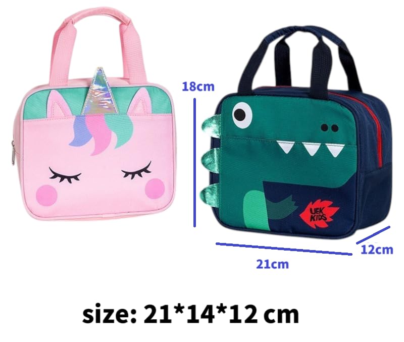 KAHNIs Cute Unicorn and Dinosaur Lunch Insulated Lunch Perfect for and Students Bag, Bag, Water-Repellent, High-Capacity, Kids, Businessmen, (Pink