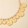 Meier Vintage Court Banquet Style Heavy Metal Gold Chunky Chain Necklace with Coin Pendant for Women