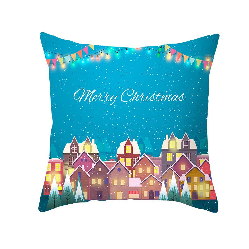 Peach Skin Christmas Print Pillow Case Cartoon Animal Home Sofa Cushion Cover Bedside Bedroom Pillow