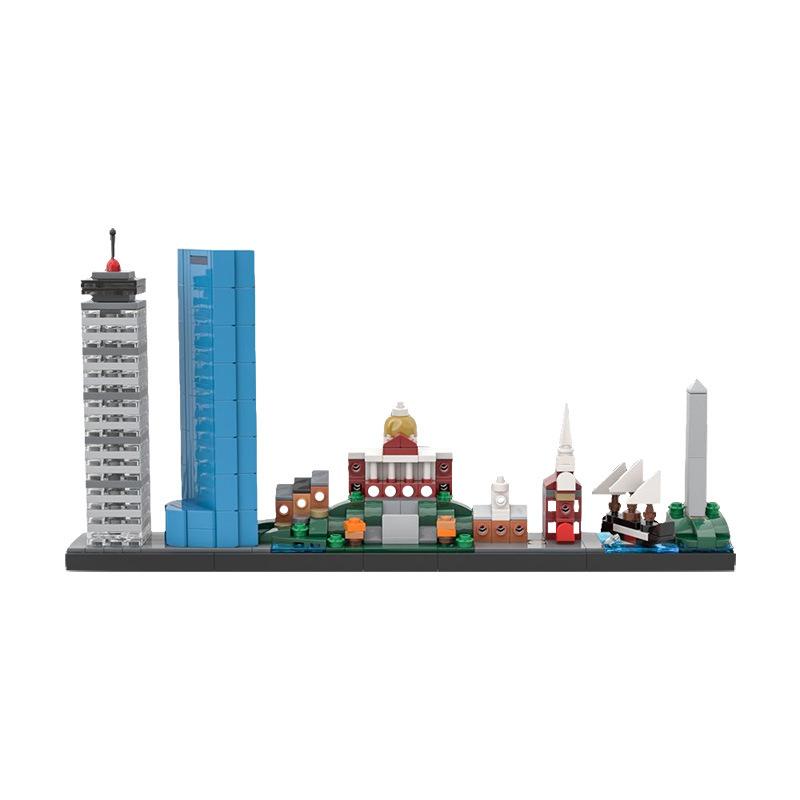 Compatible With Building Blocks MOC-83515 Boston Skyline Building Assembly Toy Ornaments