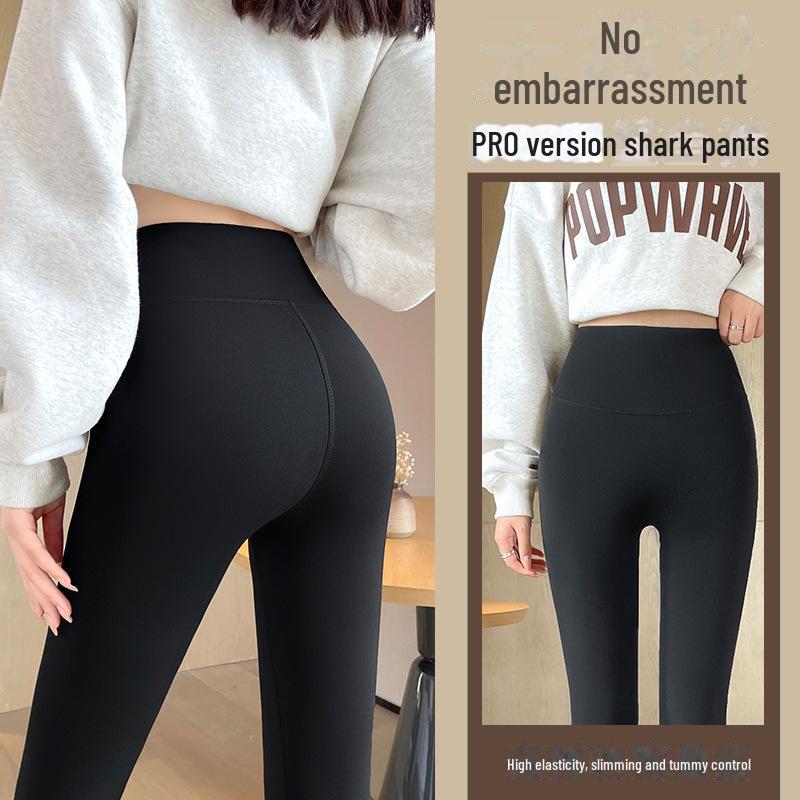 Pantalones de Yoga Gruesos Cálidos Marrones de Tiburón para Mujer con Terciopelo, Ideales para Otoño e Invierno como Ropa Exterior, Leggings Ajustados de Pierna de Barbie