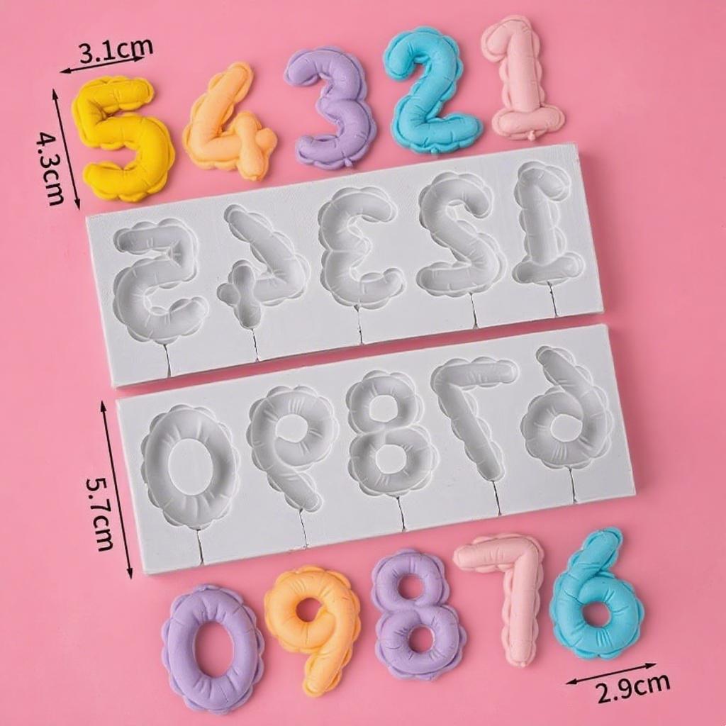 Number Heart Star Cloud Balloon Lollipop Silicone Mold Set DIY Fondant Cake Decorating Tools Chocolate Resin Clay Candle Mold