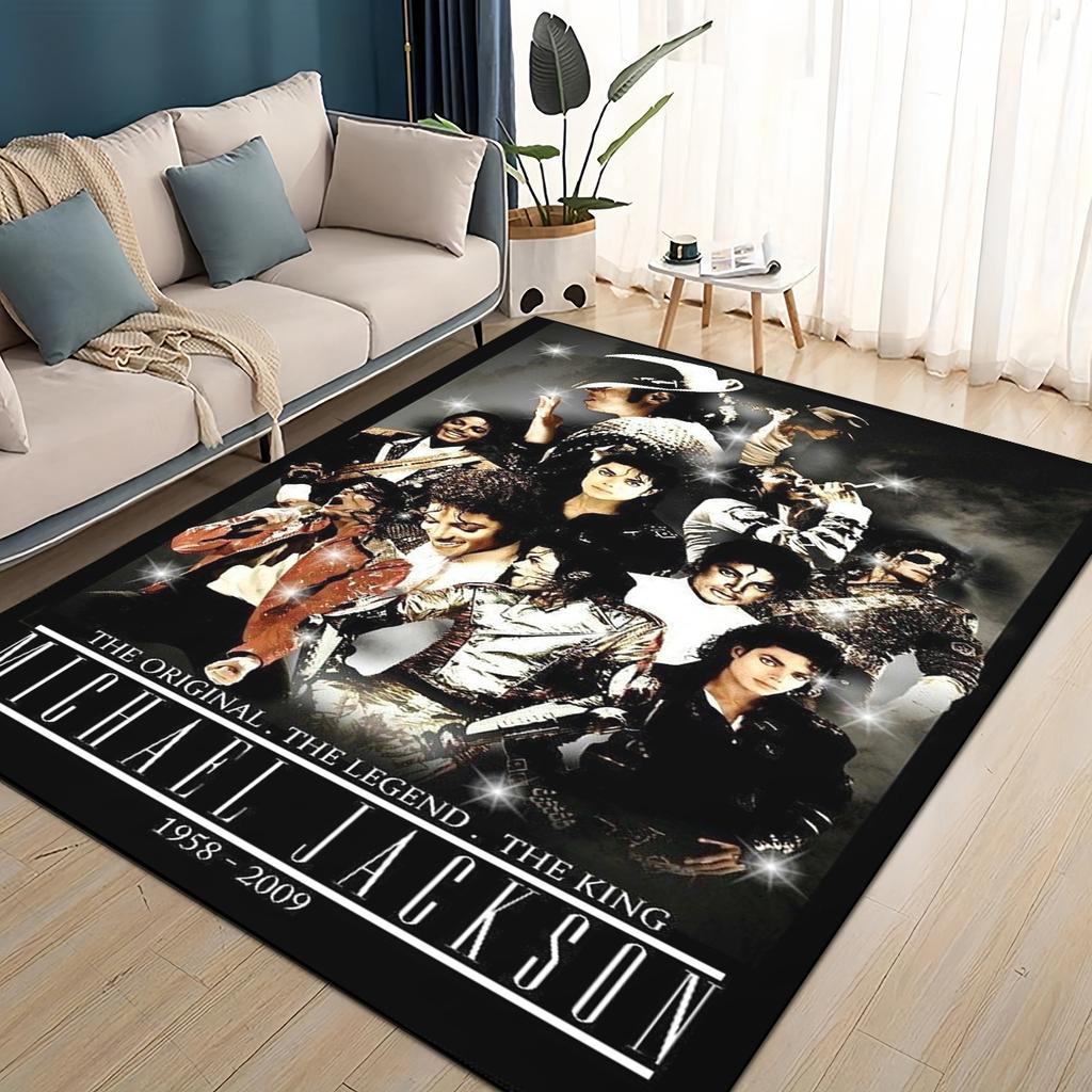 Neuer Stil Michael Jackson King of Pop MJ Teppich für Wohnzimmer Schlafzimmer Zuhause Sofa Dekoration, Rutschfeste Bodenmatte für Kinder