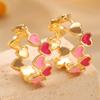 Oil Dripping Love Heart Earrings Hypoallergenic Golden Hollow Heart Hoop Earrings Lightweight Women Girls Earrings Fashion Jewelry