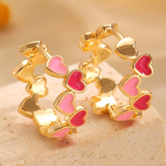 Oil Dripping Love Heart Earrings Hypoallergenic Golden Hollow Heart Hoop Earrings Lightweight Women Girls Earrings Fashion Jewelry