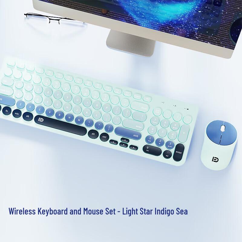 

Fude ik6632 Retro Wireless Keyboard and Mouse Combo