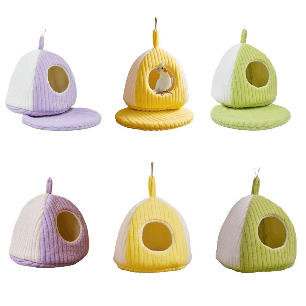 Thickened Warm Parrot Nest Soft Fleece-lined Bird Hanging Hammock Comfortable Washable Bird House for Parrots Finches Parakeet