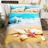 Beach Starfish Seashell King Queen Duvet Cover White Ocean Creatures Bedding Set Hawaii Quilt Cover Polyester Comforter Cover
